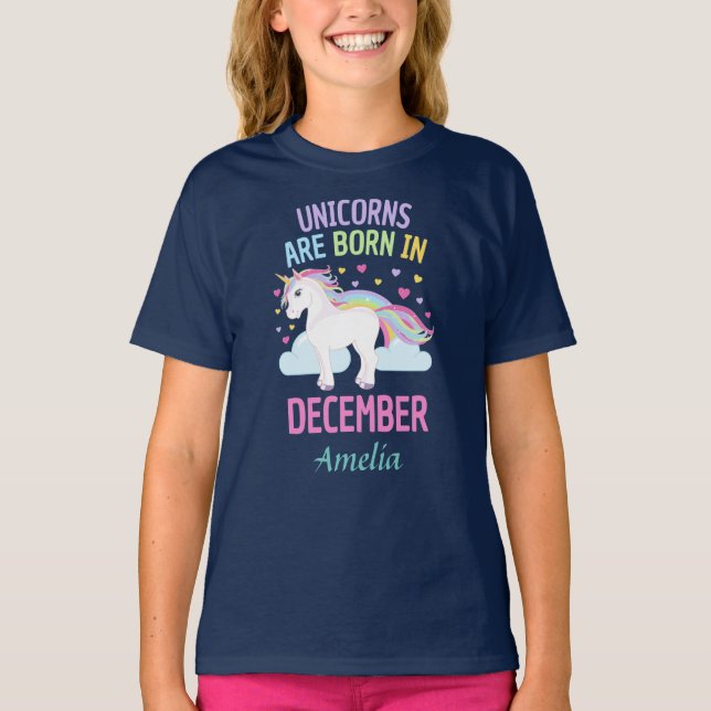 Unicorns sind geborenes im Dezember T-Shirt (Vorderseite)