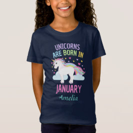 Unicorns sind geborenes im Januar personalisiertes T-Shirt