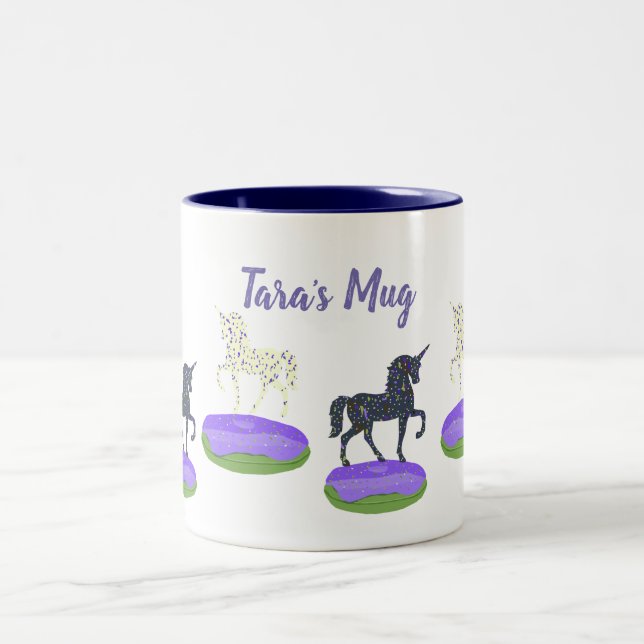 Unicorns Sweet Donuts Art Zweifarbige Tasse (Mittel)