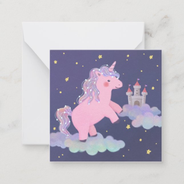 Unicorns Traumfantasy-Illustration Mitteilungskarte (Vorderseite)