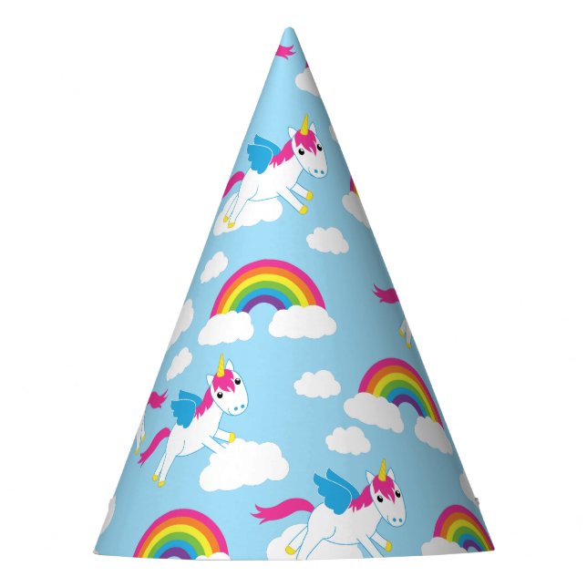 Unicorns u. Regenbogen-niedliches 1. Partyhütchen (Vorderseite)