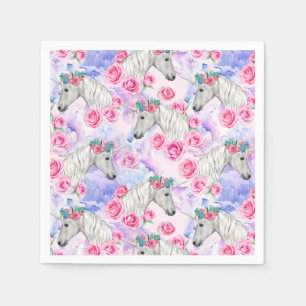 Unicorns-u. Rosen-Muster Serviette