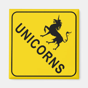 Unicorns überqueren Warnschildkröte Magnet