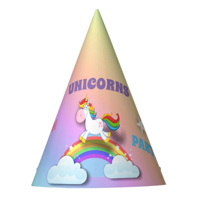 Unicorns und Rainbow Birthday Party Hat Partyhütchen (Vorderseite)