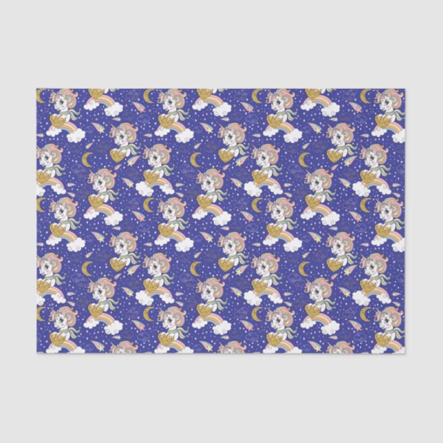 Unicorns und Rainbows Seidenpapier (Vorderseite)