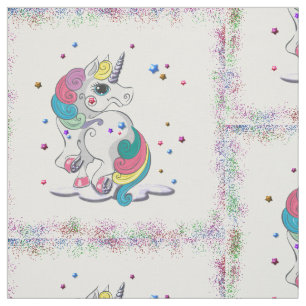 Unicorns und Regenbogen-Glitzer Stoff