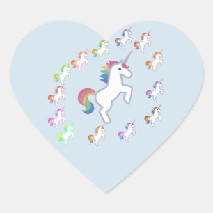 Unicorns Unicorn und mehr mehrfarbige Unicorn Herz-Aufkleber