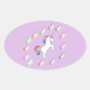 Unicorns Unicorn und mehr mehrfarbige Unicorn Ovaler Aufkleber