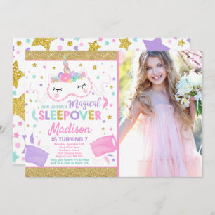 Unicornsleepover-Party Einladungs-Schlummer-Party Einladung