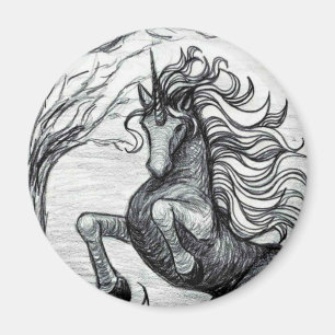 Unicornsschwarzer Unicorn-schwarzes u. weißes Magnet
