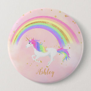 Unicornthemaknopf-Button   magisches Rosa u. Gold Button