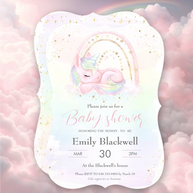 Unicoron baby Dusche Mädchen-Dusche Einladung (Unicorn baby shower girl baby shower invitation)
