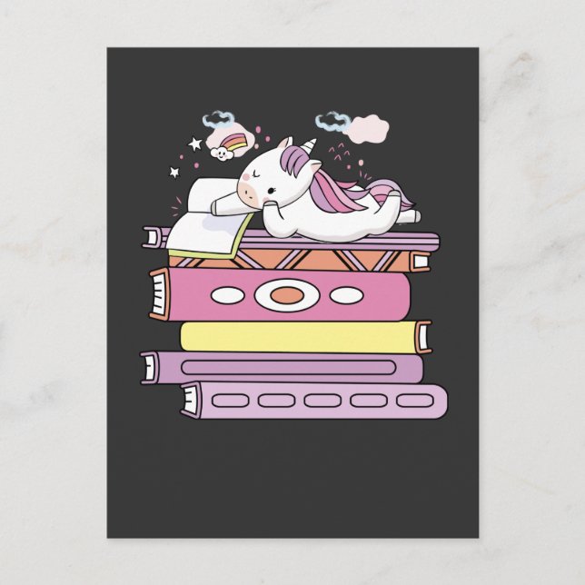 Unicoron Book Reading Girl Reader Future Librarian Postkarte (Vorderseite)