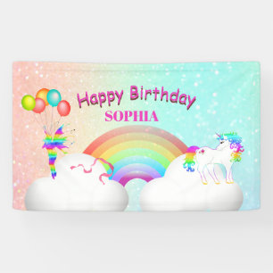 Unicoron Glitzer Rainbow Kids Modern Geburtstag Banner