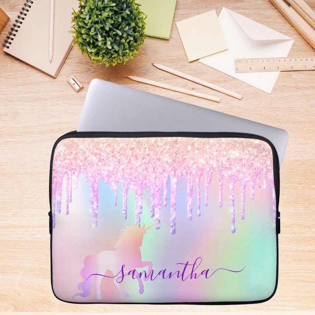 Unicoron Glitzer Tropfen Regenbogenname iridescent Laptopschutzhülle (Von Creator hochgeladen)