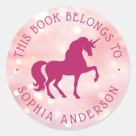 Unicoron hellrosa Bücherschleif Runder Aufkleber