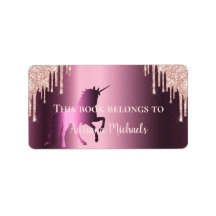 Unicoron Rose Gold Glitzer lila Buchzeichen Name