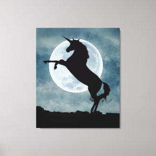 Unicoron Silhouette Full Moon Night Sky Leinwanddruck
