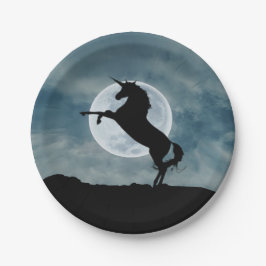 Unicoron Silhouette Full Moon Night Sky Trendy Pappteller