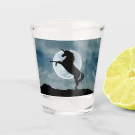 Unicoron Silhouette Full Moon Night Sky Trendy Schnapsglas