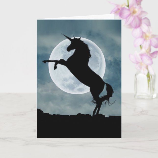 Unicoron Silhouette Vollmond Magisches Zitat Allge Karte (Orchidee)