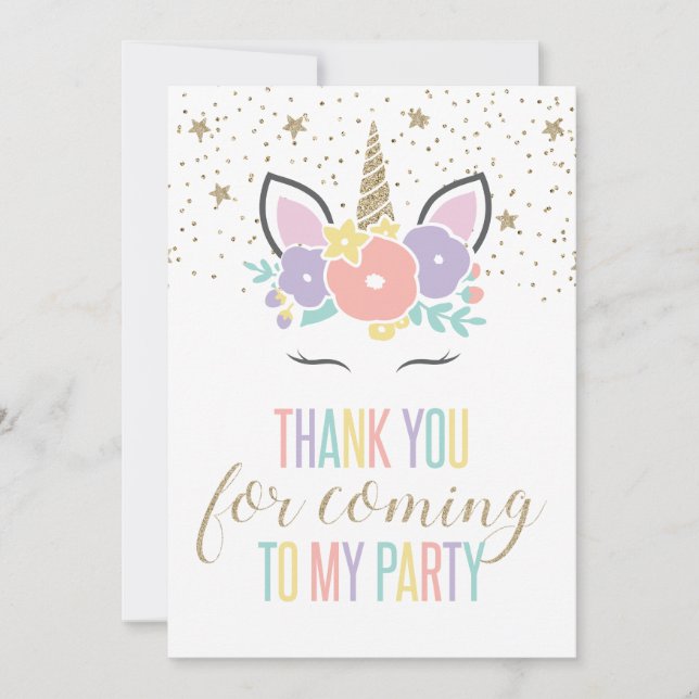 Unicorone Geburtstagsparty danke Karte (Vorderseite)