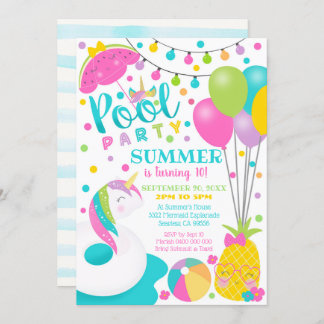 Unicorpool Party Einladung Girl Pool Geburtstag