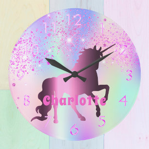 Unicorrosa lila Glitzer Große Wanduhr