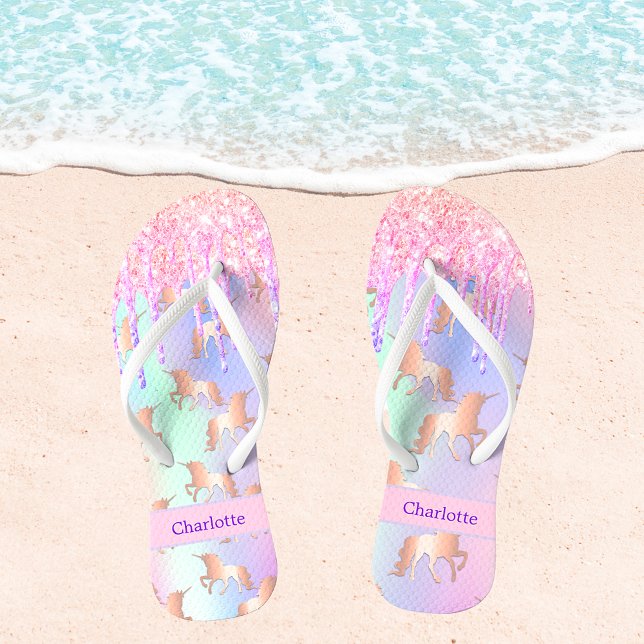 Unicorrosa Tropfen lila Glitzer Flip Flops (Von Creator hochgeladen)