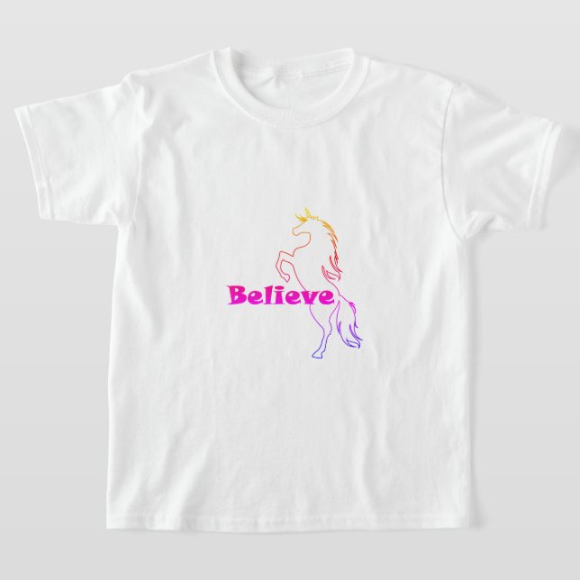 Unicorve Glaube Design - Der T - Shirt für Mädchen (Ablage )