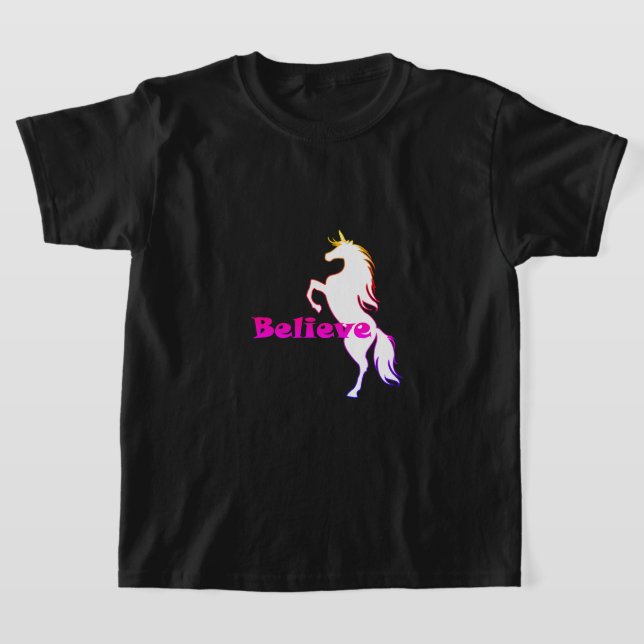 Unicorve Glaube Design - Der T - Shirt für Mädchen (Ablage )
