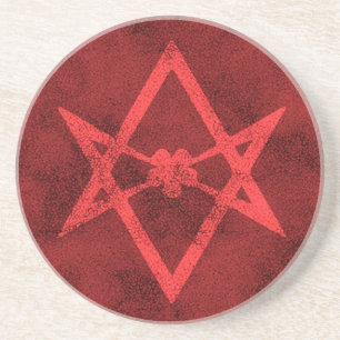 Unicursal Hexagram (Rot gemasert) Getränkeuntersetzer