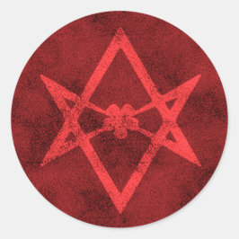Unicursal Hexagram (rot texturiert) Runder Aufkleber