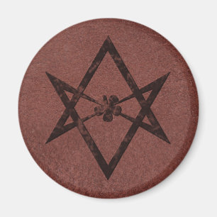 Unicursal Hexagram Thelemic Symbol auf rotem Leder Magnet