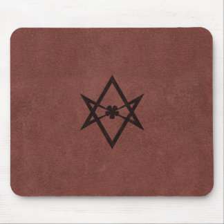Unicursal Hexagram Thelemic Symbol auf rotem Leder Mousepad