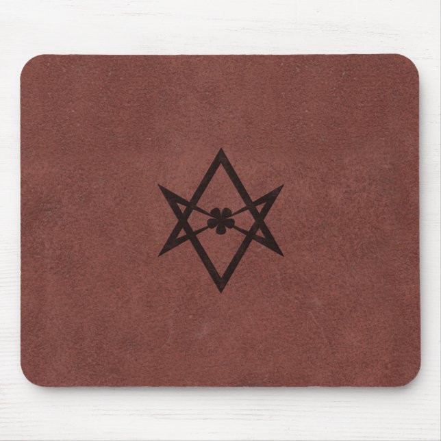 Unicursal Hexagram Thelemic Symbol auf rotem Leder Mousepad (Vorne)