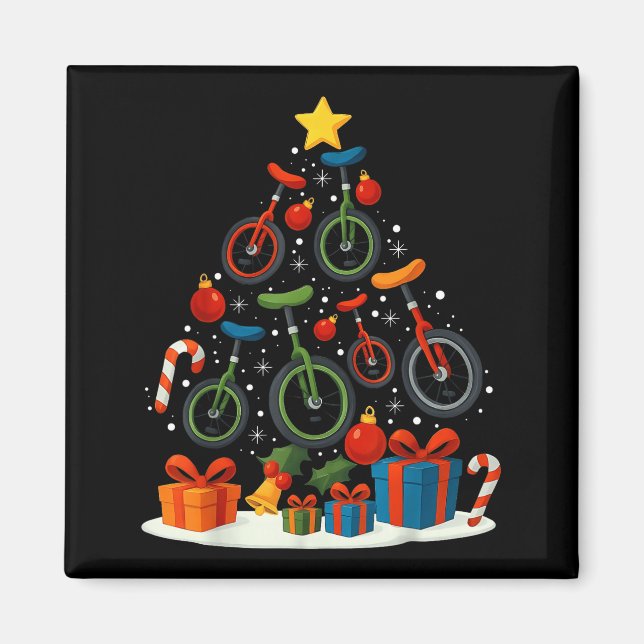 Unicycling Unicycle Christmas Tree Xmas  Magnet (Vorne)