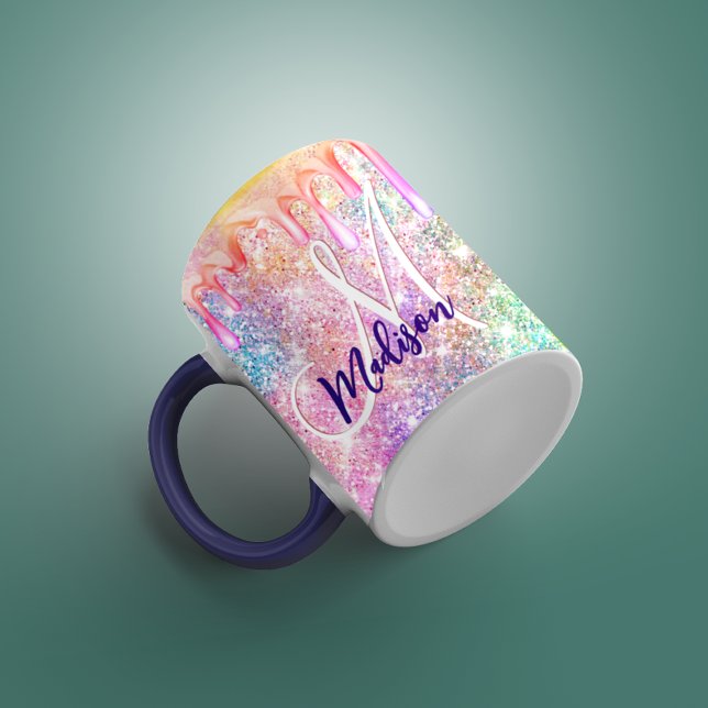 Unikorrosa Imitate Glitzer Tropfen Monogramm Tasse (Von Creator hochgeladen)
