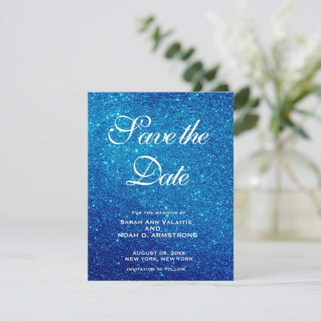  | Unikum speichern Datum | GLITZER Save The Date (Stehend Vorderseite)