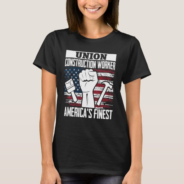 Union Construction Worker American USA Flag 4th of T-Shirt (Vorderseite)