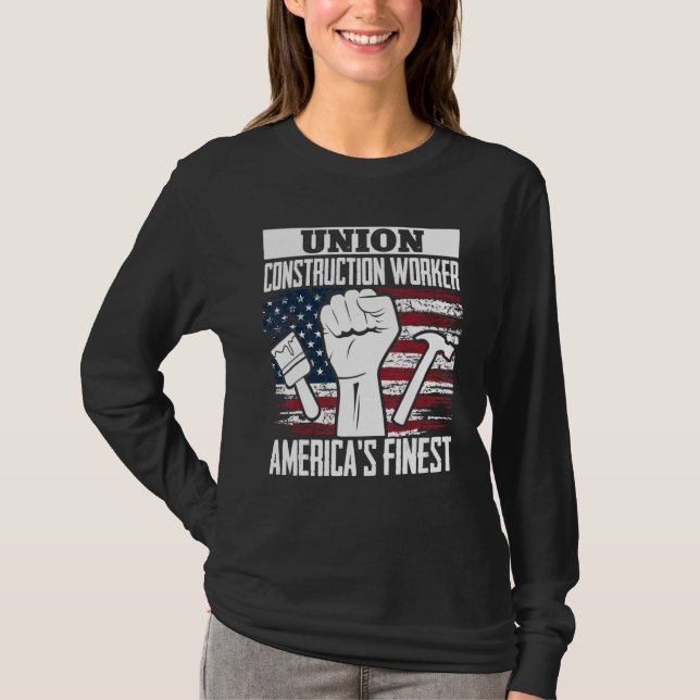 Union Construction Worker American USA Flag 4th of T-Shirt (Vorderseite)