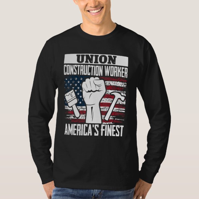 Union Construction Worker American USA Flag 4th of T-Shirt (Vorderseite)