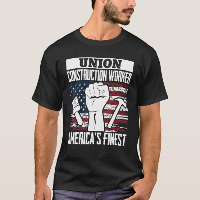 Union Construction Worker American USA Flag 4th of T-Shirt (Vorderseite)