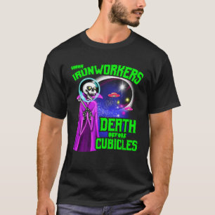 Union-Eisenarbeiter stirbt vor Cubicles Alien Vint T-Shirt