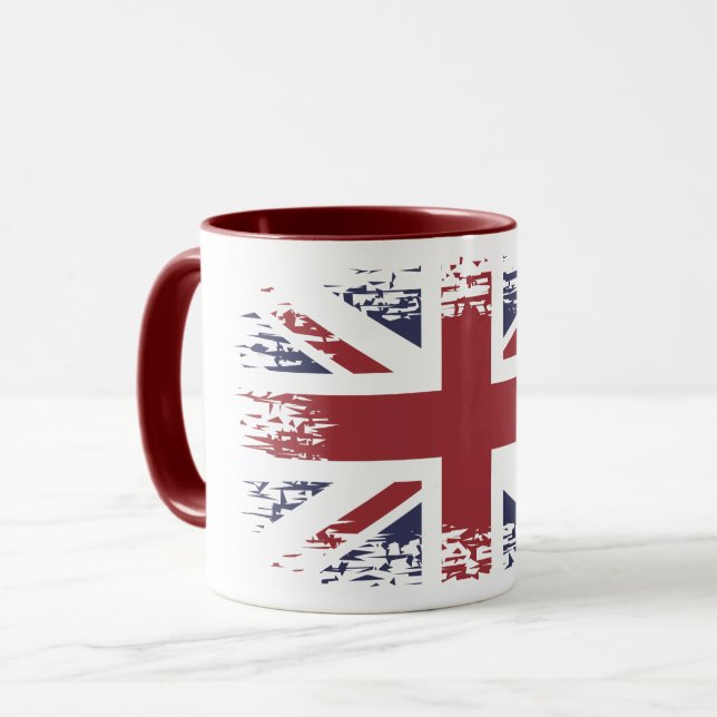 Union Jack (britische Flagge), Grunge-Stil Tasse (Vorderseite Links)