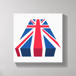 Union Jack, Britische Flagge in 3D Leinwanddruck