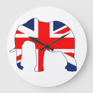 Union Jack British Elephant Clock Große Wanduhr