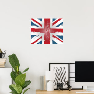 Union Jack British Flag Abstract Wax Art Poster
