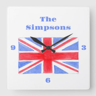 Union Jack British Flag Britannia Quadratische Wanduhr