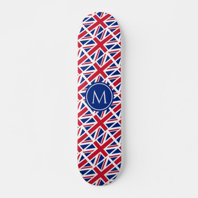 UNION JACK BRITISH Flag Patriotic Custom MONOGRAMM Skateboard (Vorne)